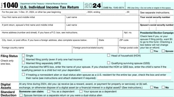 Form 1040 – U.S. Individual Tax Return