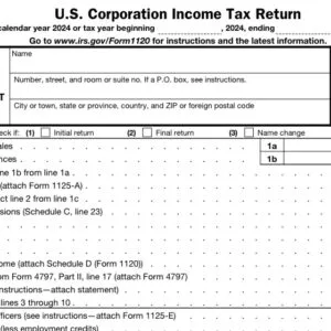 Form 1120 – U.S. Corporation Income Tax Return