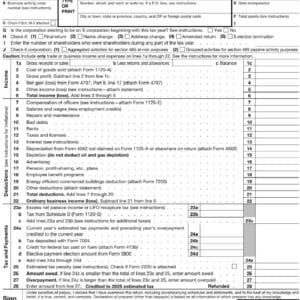 Form 1120S – U.S. S Corporation Income Tax Return