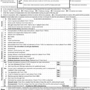 Form 1120S – U.S. S Corporation Income Tax Return